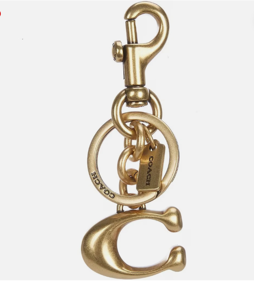 Coach Signature C Bag Charm Key Chain Key ring In Brass/Gold 1635 NWT